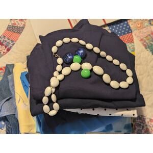 Blue Granny Clothing Lot W/ Vintage Jewelry Pieces Plus Sizes